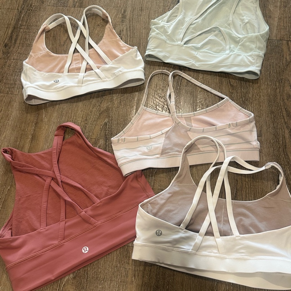 7 lululemon athletica Women's Cross-Back Sports Bras - Pink, White, and Green